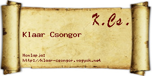 Klaar Csongor névjegykártya